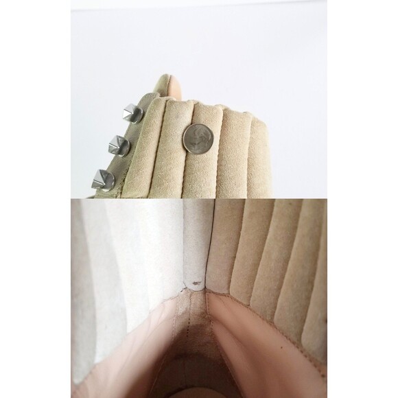 SCHUTZ Women's Sutton Leather Lace Up Hiker Boots Oyster 8.5 Beige Booties - Picture 14 of 14